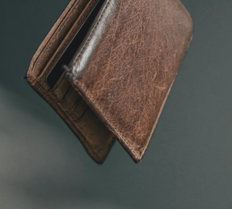Cuir du portefeuille, détail