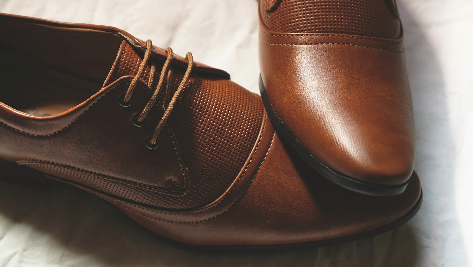 Souliers en cuir cognac